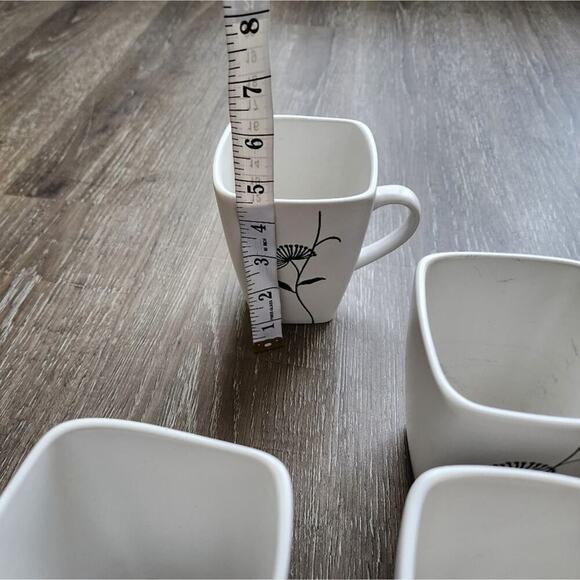 Cuisinart Wildflower Black and White 4 piece Mug‎ Set Lot - Picture 7 of 12